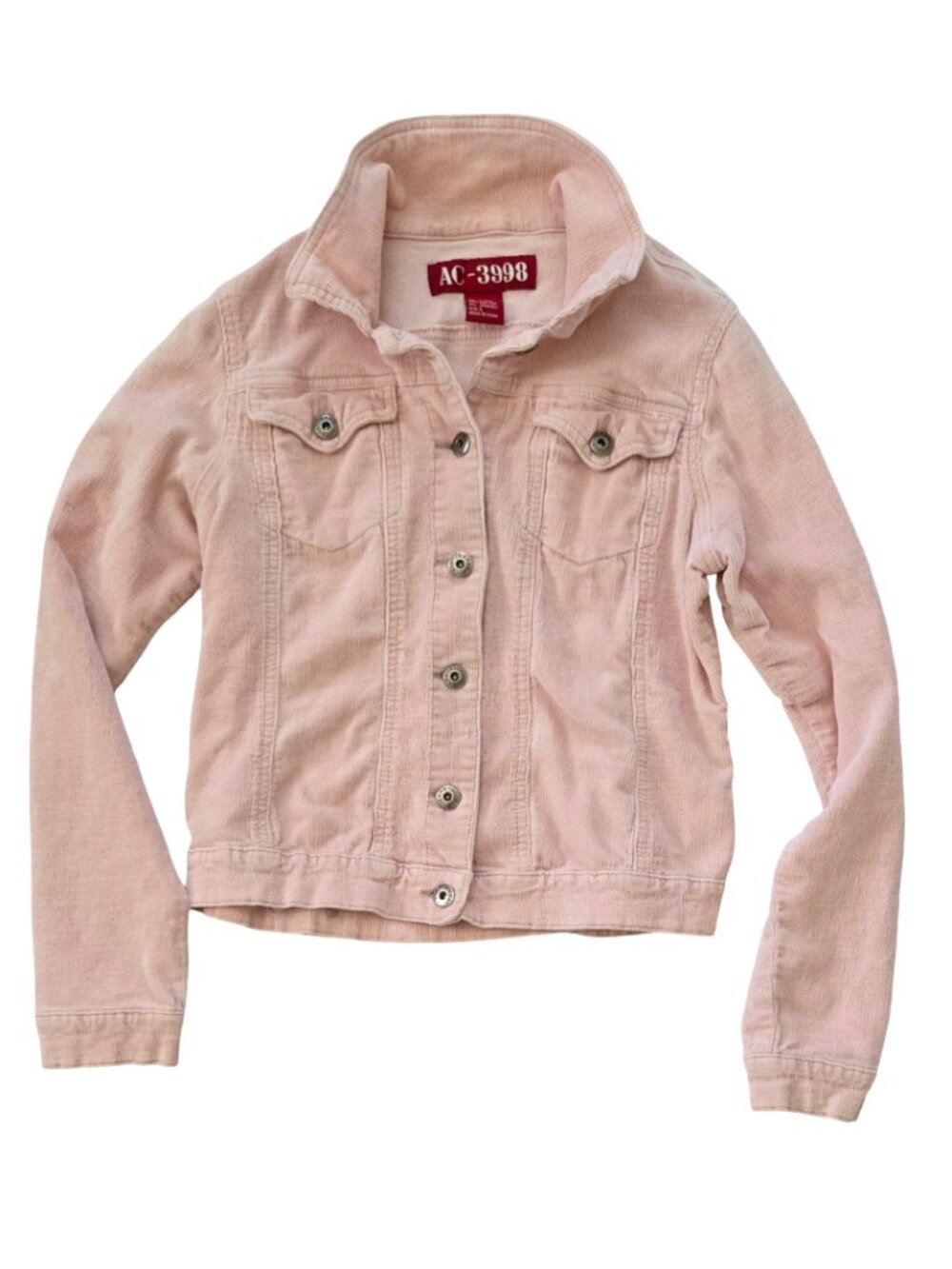 Share AC 3998 Girls L Pink Corduroy Jacket Cropped Y2K Cottagecore Preppy